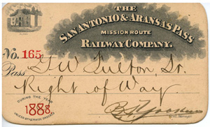 The front of George Fulton’s SA&AP pass.