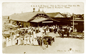 Postcard of the SA&AP Depot at the Rockport train station.