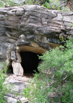 Cave with trees, an archeological site.