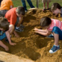 Children at state historic site archeological dig