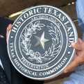 THC Archeology staff member awards Texas landowner the Historic Texas Lands Plaque