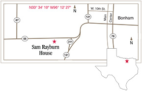 Map showing the location of Sam Rayburn House State Historic Site