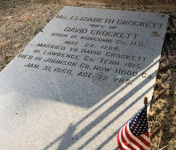 Elizabeth Crockett's headstone.