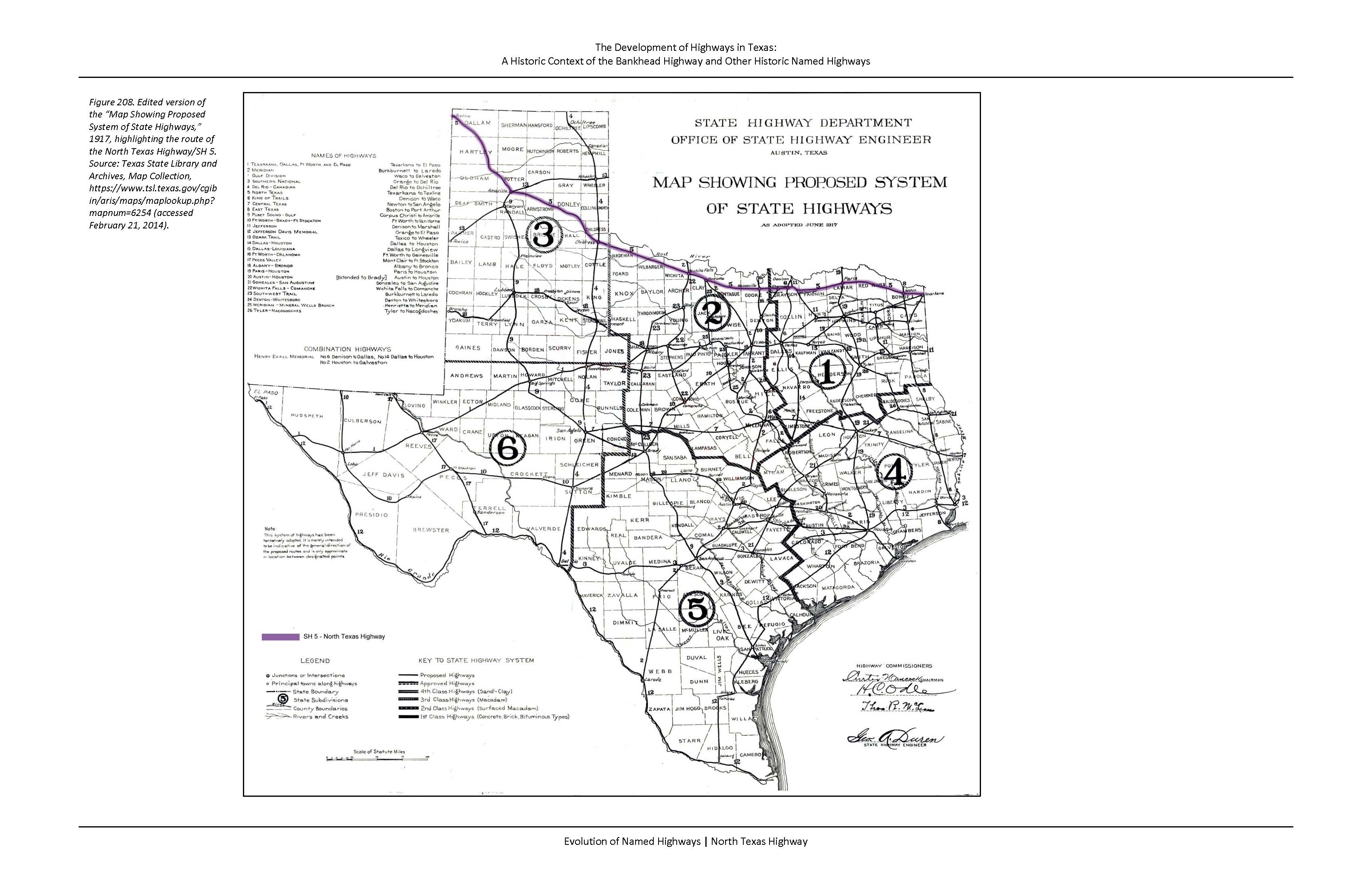 A black-and-white map of the North Texas Highway