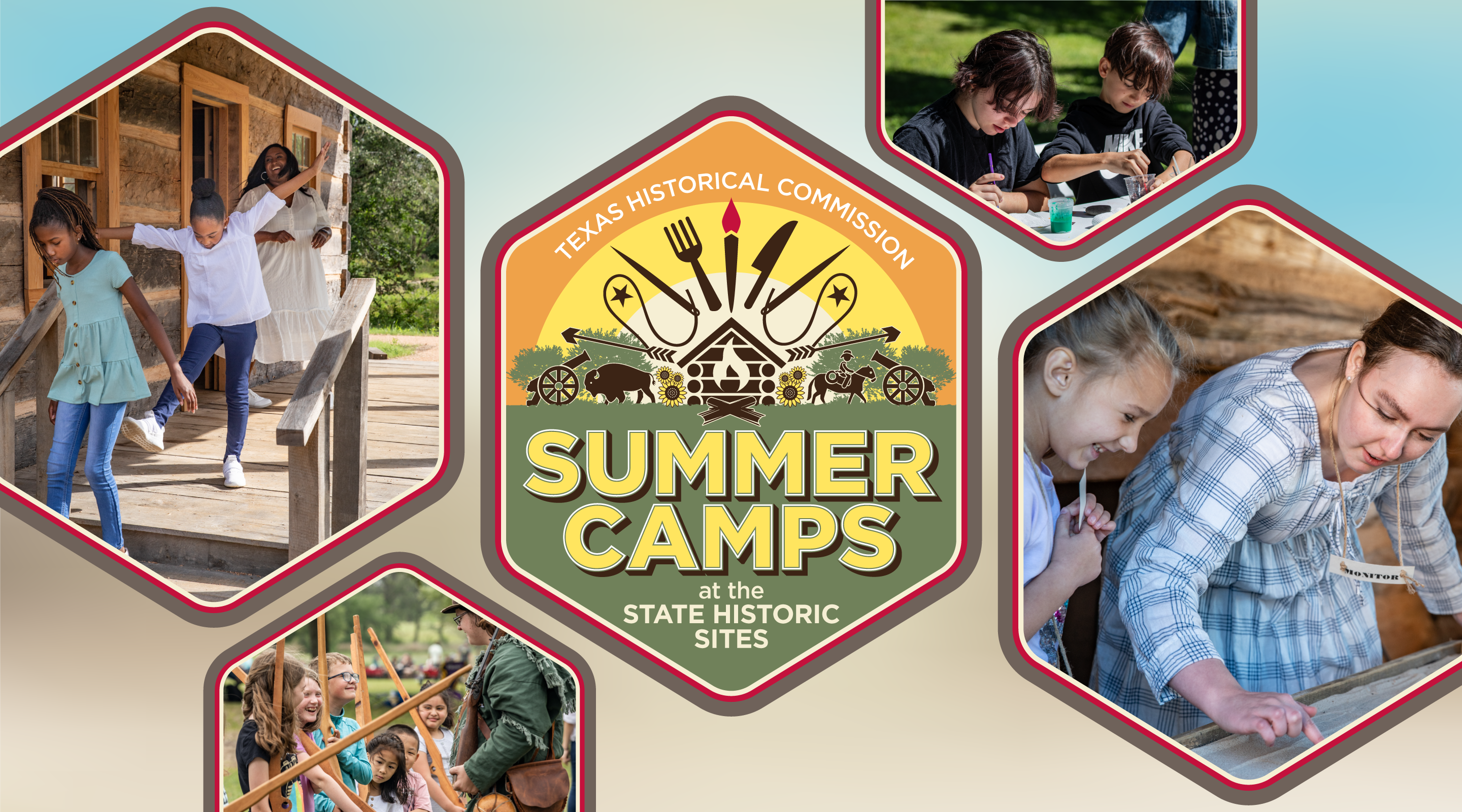 State Historic Sites Summer Camps collage and logo