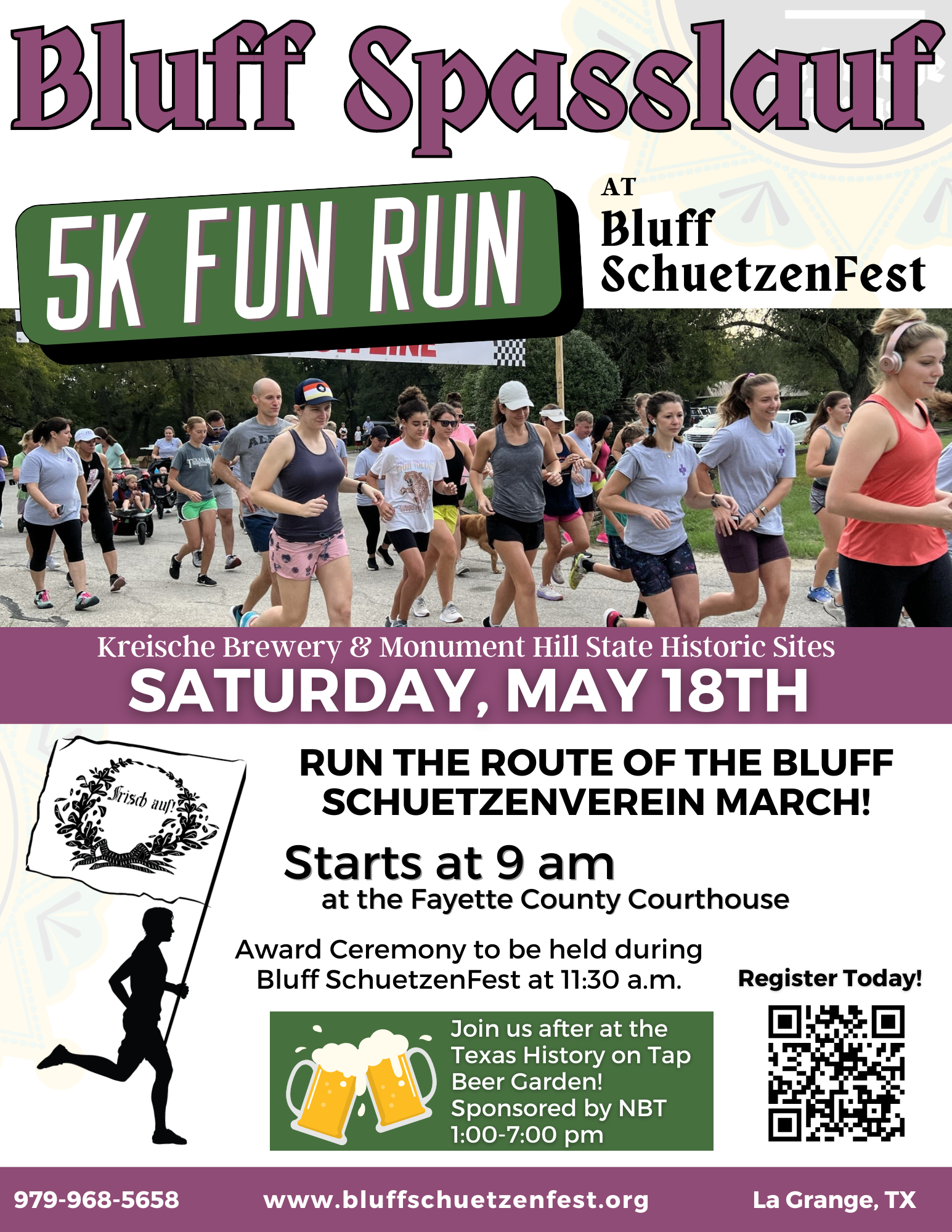 A poster with advertisements for the Bluff Spasslauf Fun Run