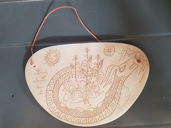Picture of a decorated piece of leather 