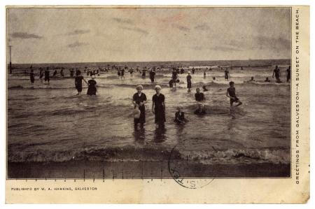 Postcard of people at the beach