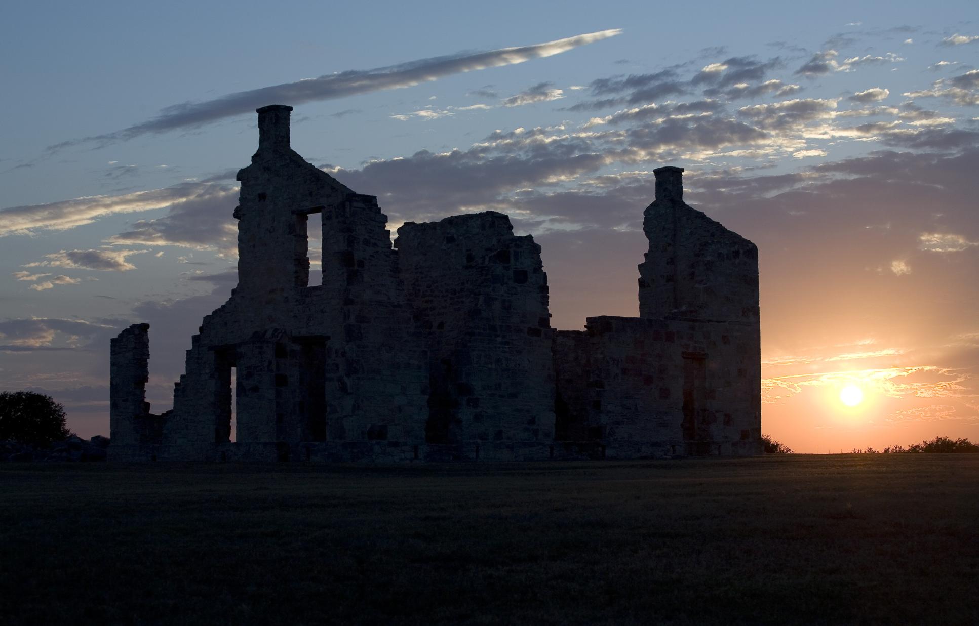 Silhouette of ruins on the grounds
