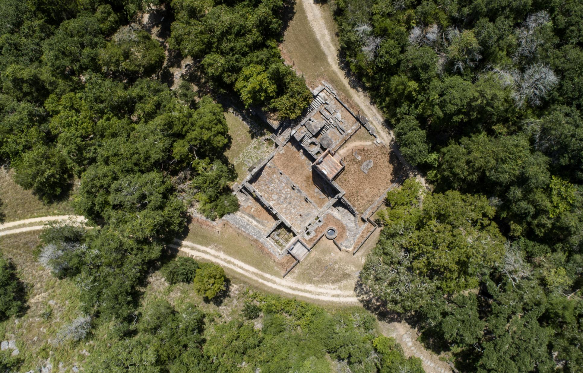 Aerial view of the brewery ruins