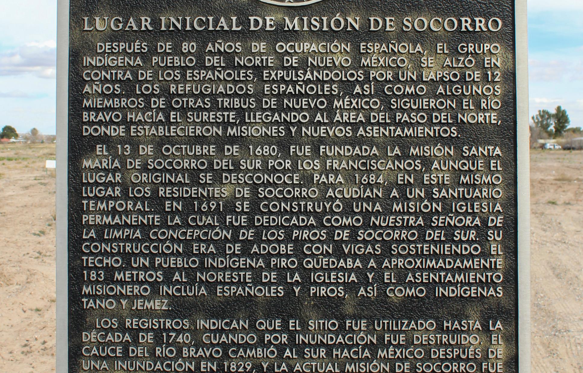 Marker at Old Socorro