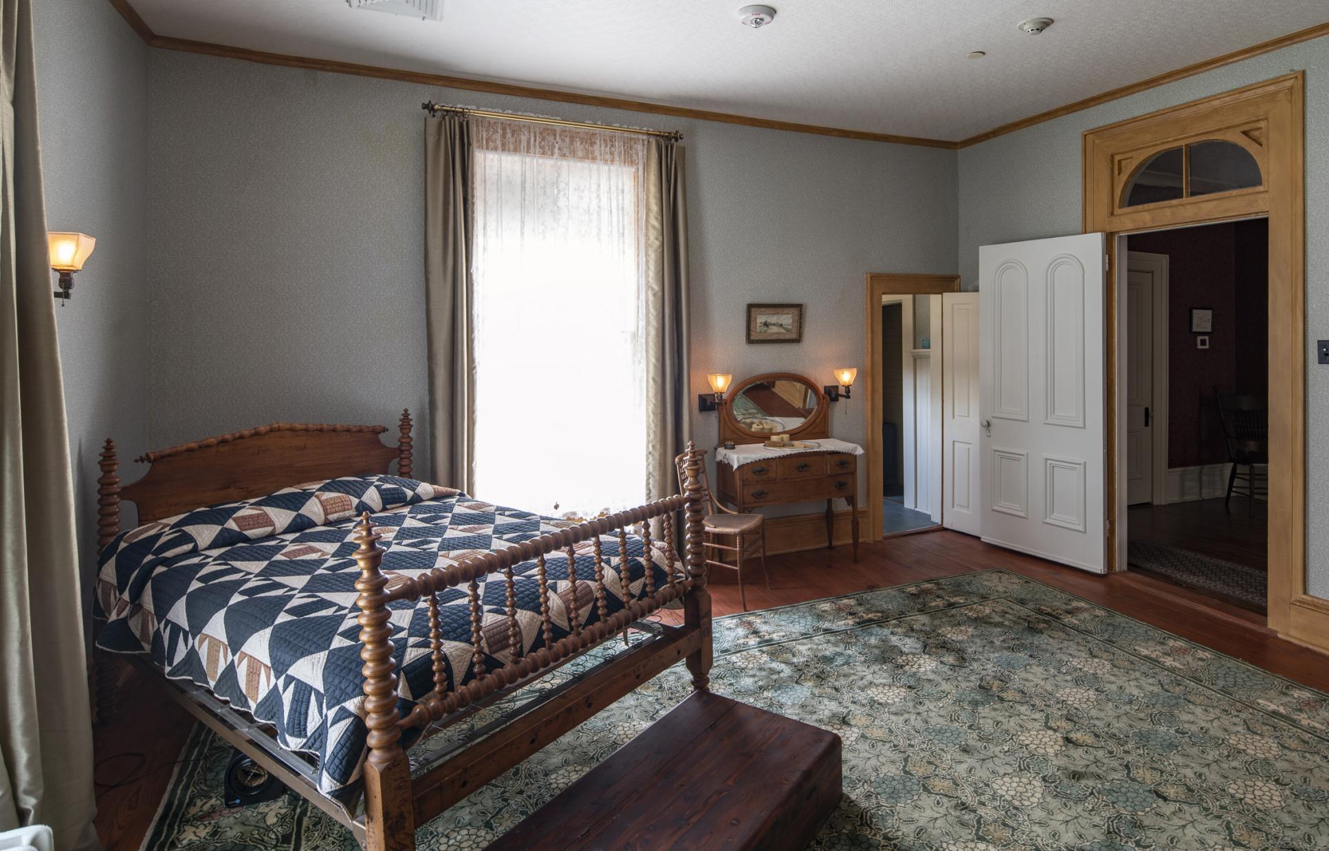 Upstairs bedroom inside the Sam Bell Maxey House