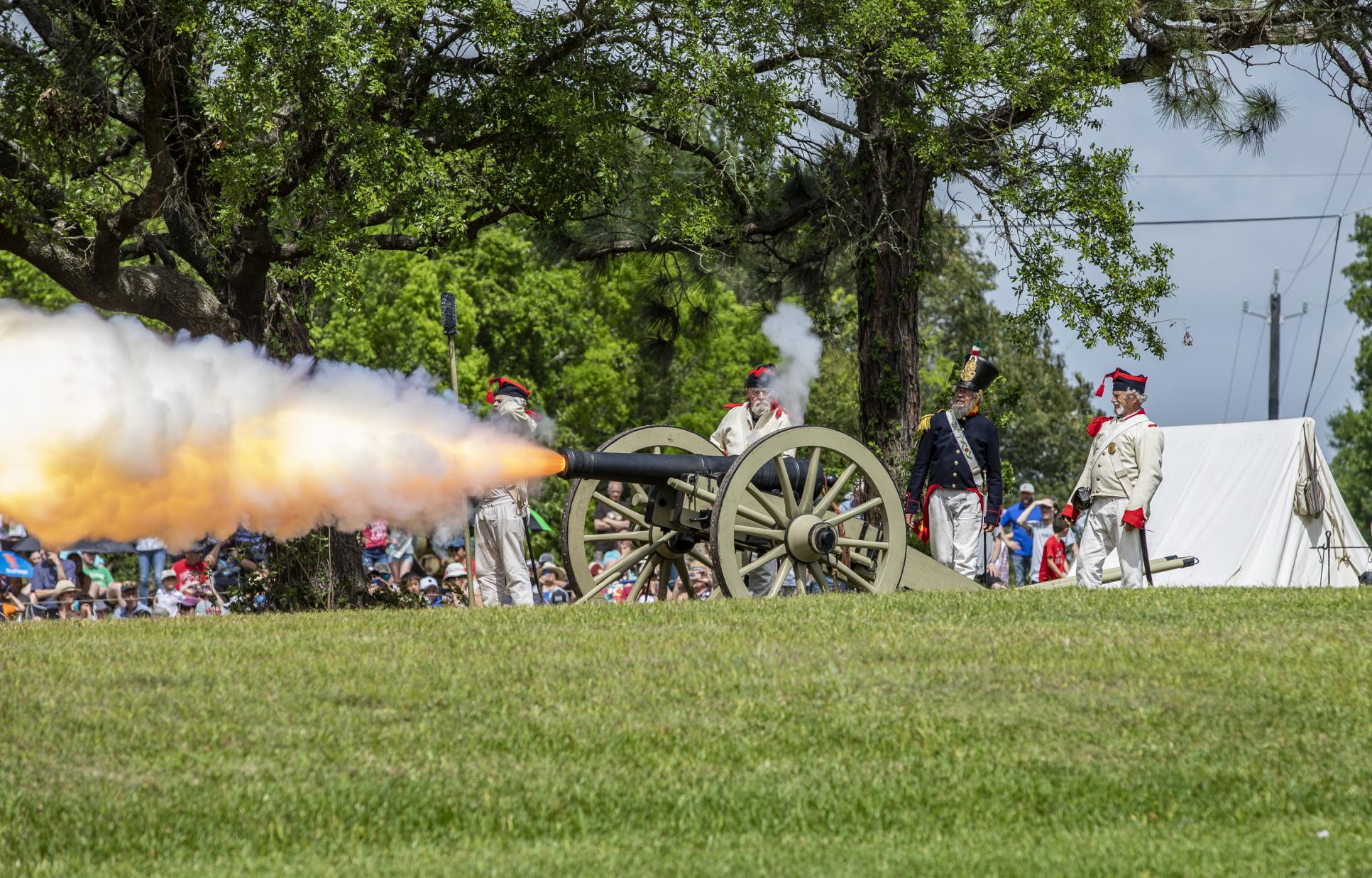 Canon being fired at San Jacinto Battleground